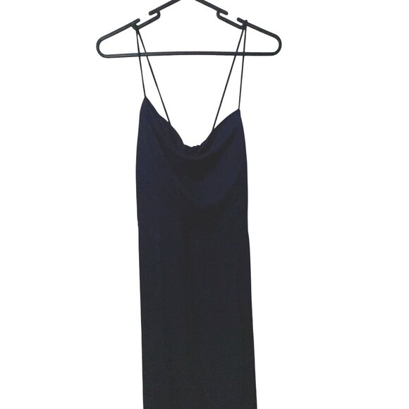 Halara Ribbed Cowl Neck Backless Crisscross Lace Up Split Midi Party Dress Sz Sm - Picture 7 of 12